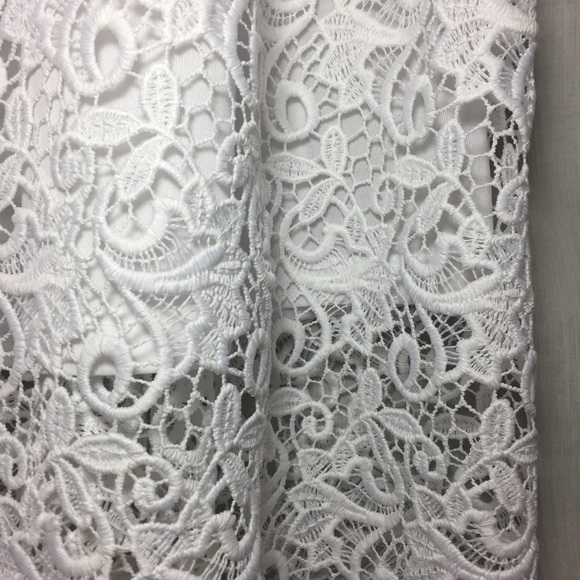 HP H&M Off Shoulder White Midi Lace Dress NWOT 8 - Picture 7 of 8